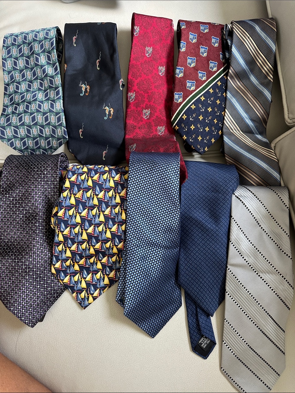 J. Crew / numerous brands Men's Tie Lot - Navy, Red, Burgundy, Gold, Gray, Blue